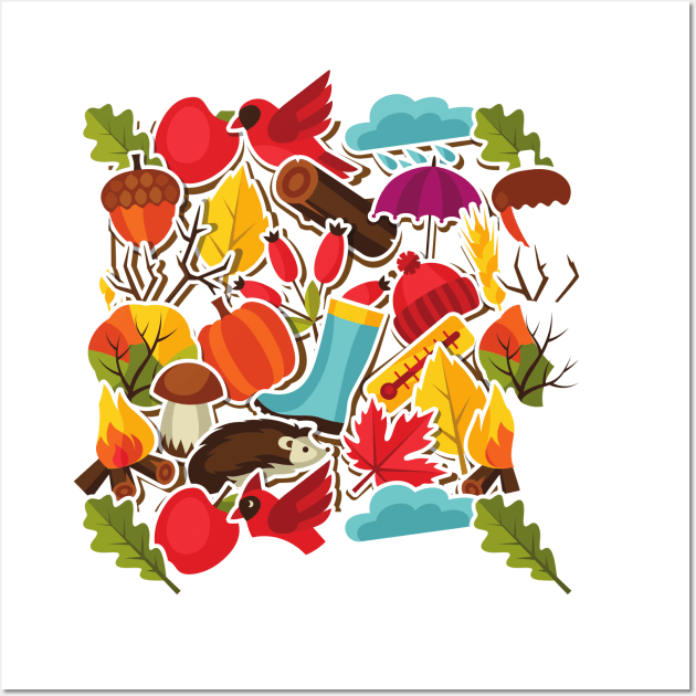 One Of A Kind Fall Autumn Pattern Wall Art by Ken Adams Store